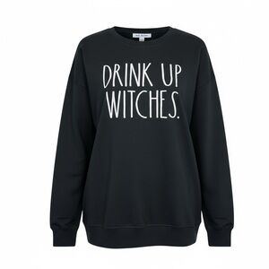 Rae Dunn “Drink Up Witches” Black Sweatshirt with fuzzy socks NWT‎ size medium